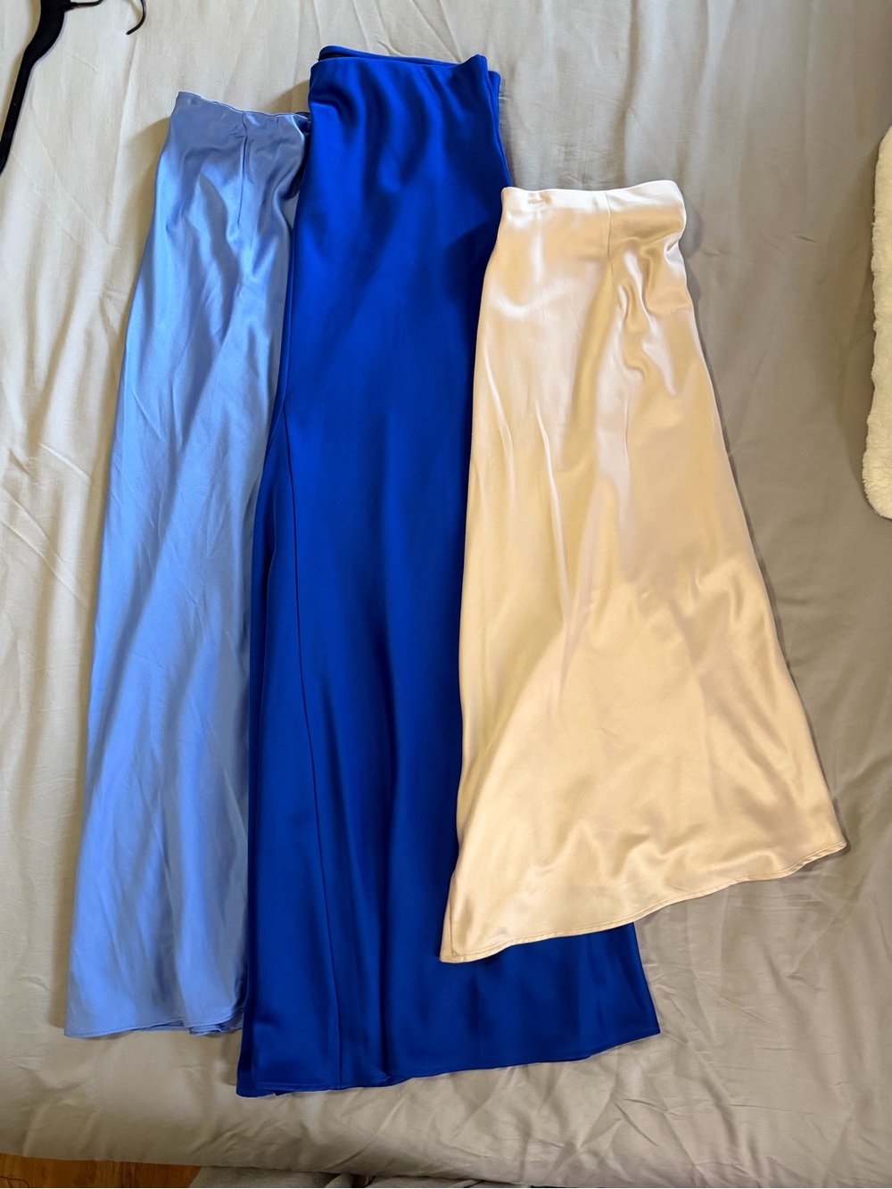 Silky Slip Skirt - Royal Blue, Light Blue, Cream
